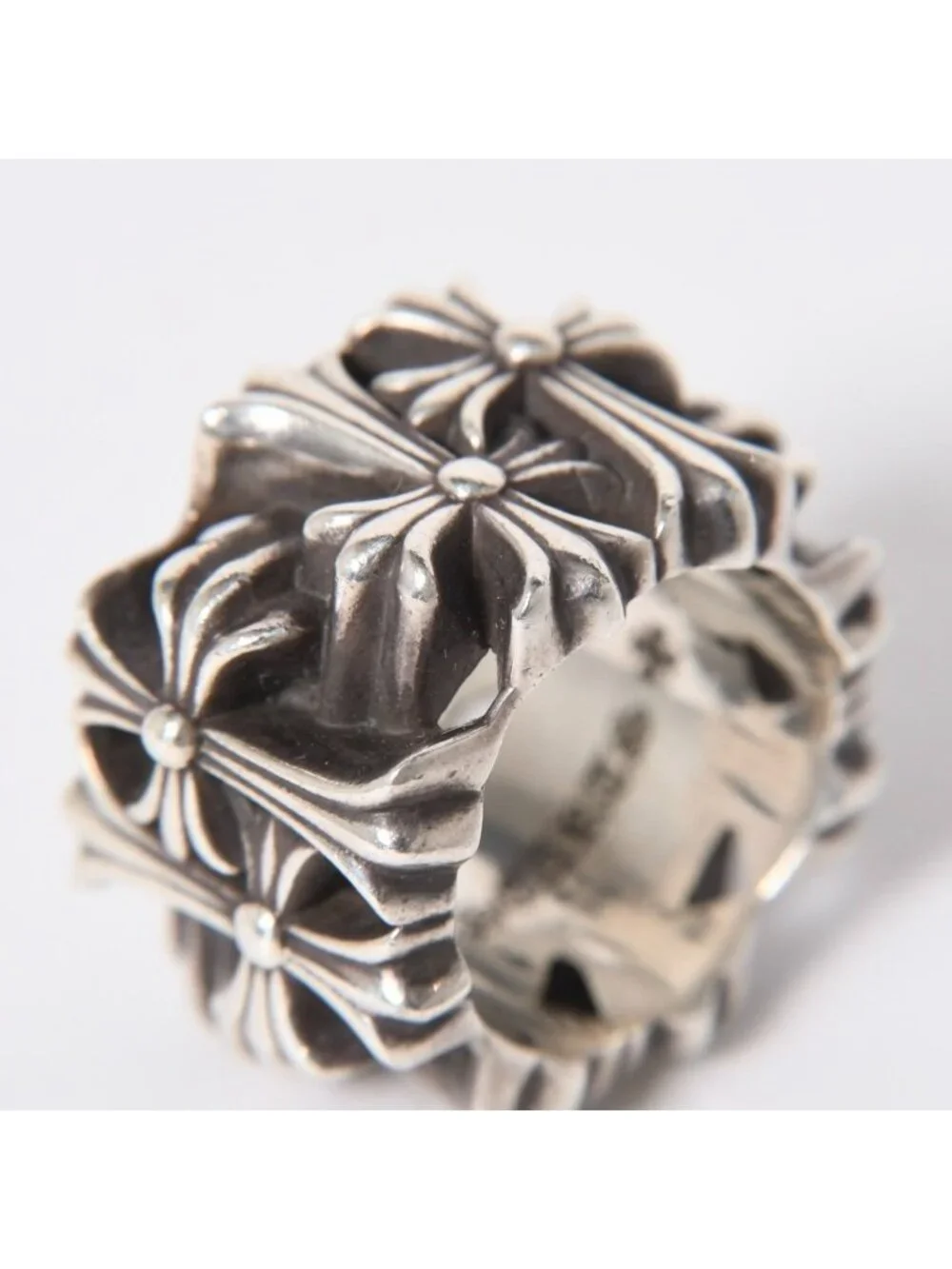 Chrome Hearts Cemetery Square Ring CH Cross 925 Sterling Silver